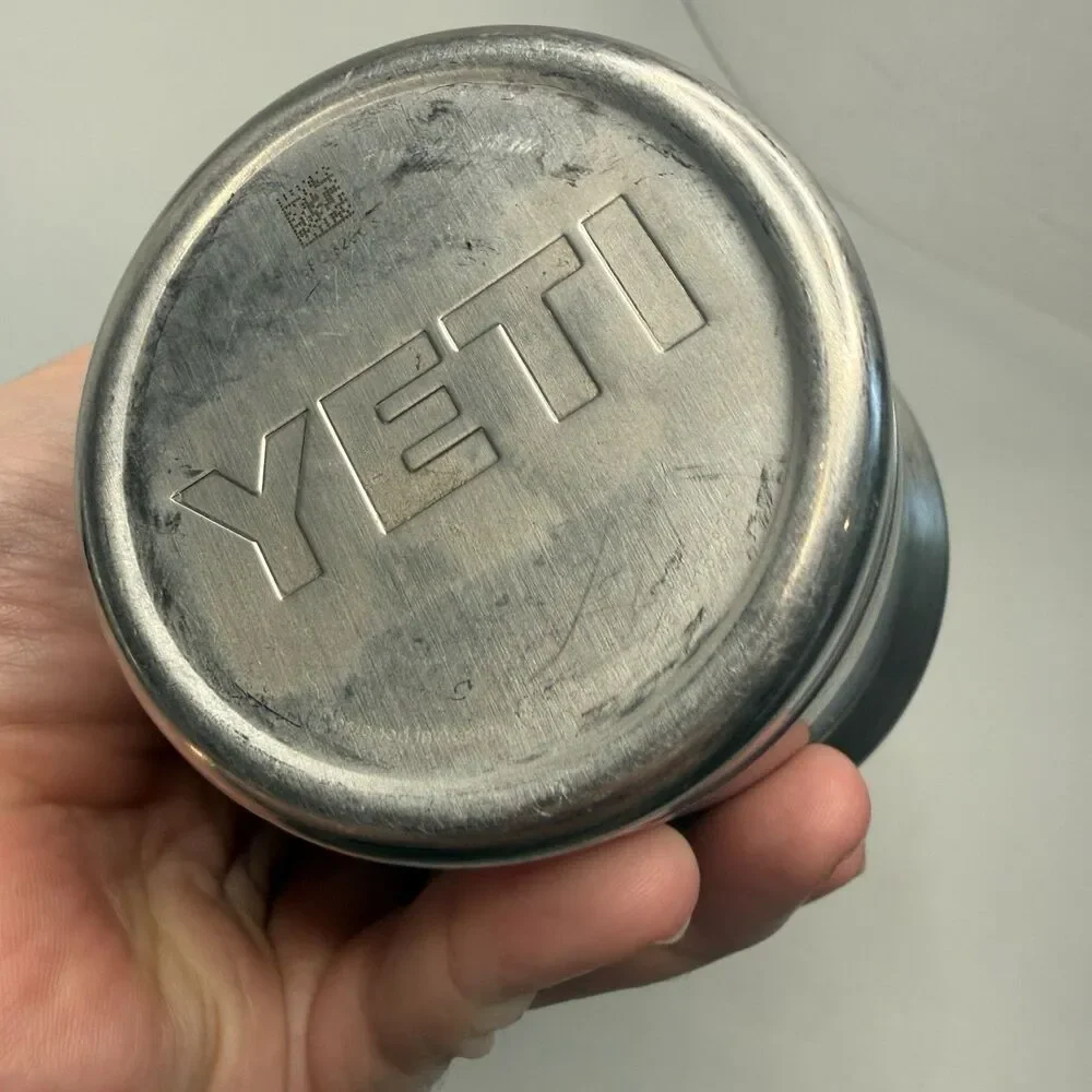 Yeti 40 oz Stainless Steel Tumbler Dad's Drink Hands Off Travel Mug Straw EUC